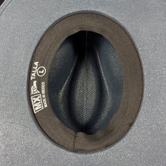 Custom Hand Painted Fedora Hat Blue Navy Painted In Detail Unisex Size L main image 4